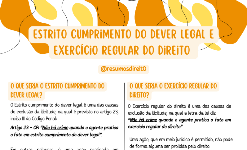 Estrito cumprimento do Dever Legal e Exercício regular do Direito
